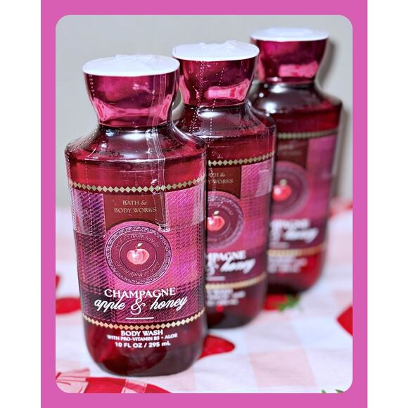 Bath & Body Works Champagne Apple & Honey 10oz Shower Gel Body Wash Aloe B5 x3 - Picture 2 of 3